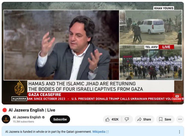 Izquierda: Al Jazeera en Árabe en vivo en este mismo segundo

Derecha: Al Jazeera en Inglés en vivo en este mismo segundo