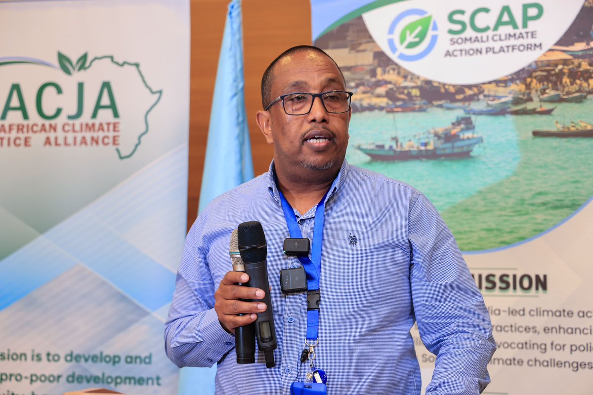 SCAP_Somalia's tweet photo. Climate change is no longer a distant threat; it is a lived reality for millions of somalis..extreme weather events continue to devastate livelihoods, and strain our already fragile ecosystems. - Abdullahi Mohamed, SCAP Chairperson
#SCAPLaunch #ClimateJustice https://t.co/SFlhGiE0eX