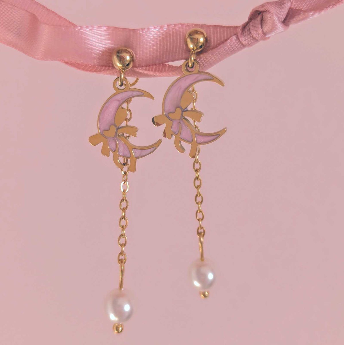 Pink moon earrings