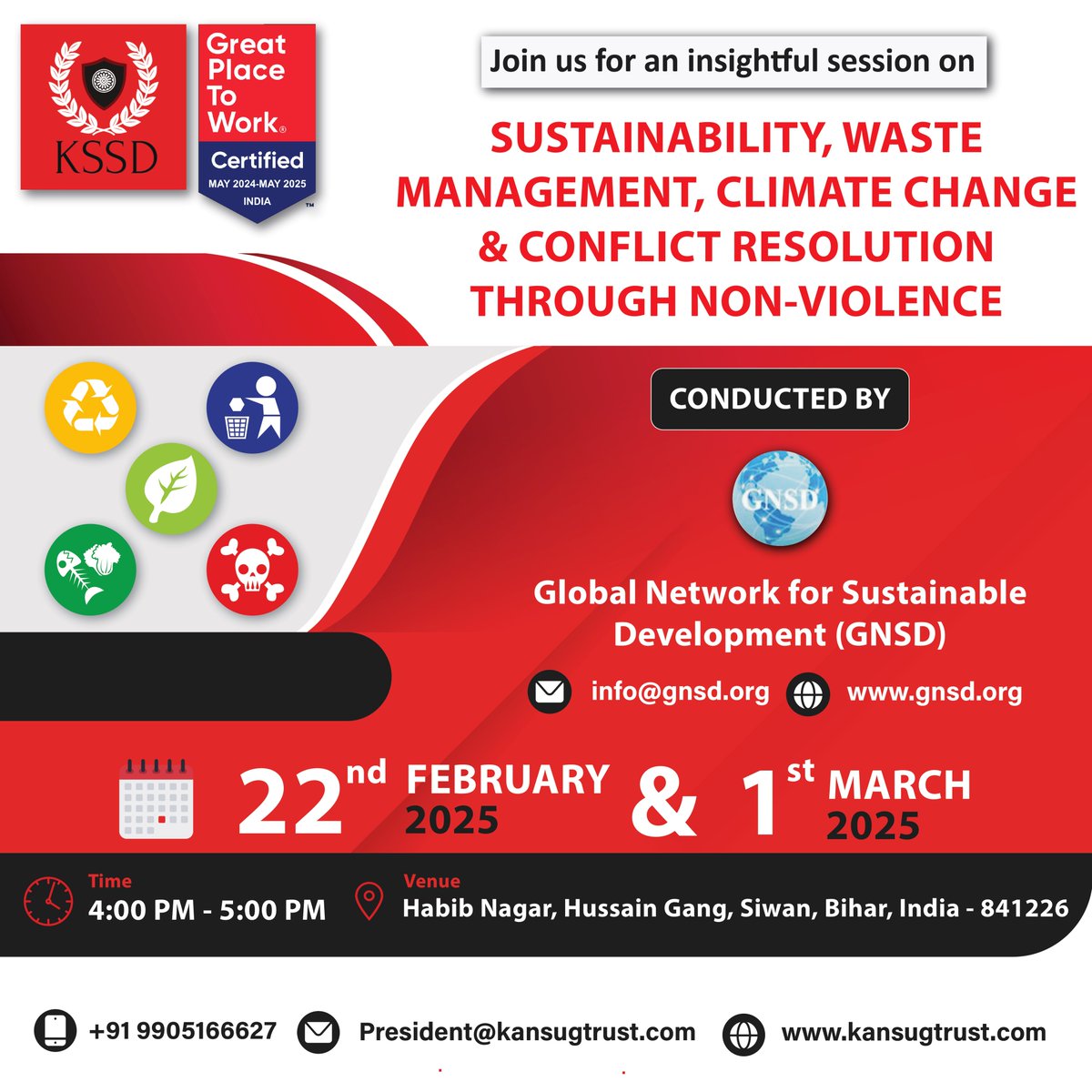🌍 Empower Next by GNSD! Online training for KSSD Trust students on sustainability &amp; climate action. 📅 22nd Feb &amp; 1st March, 4-5 PM. 📜 Certificate included! 🌱♻️ #Sustainability #ClimateAction #GNSD #KSSDTrust