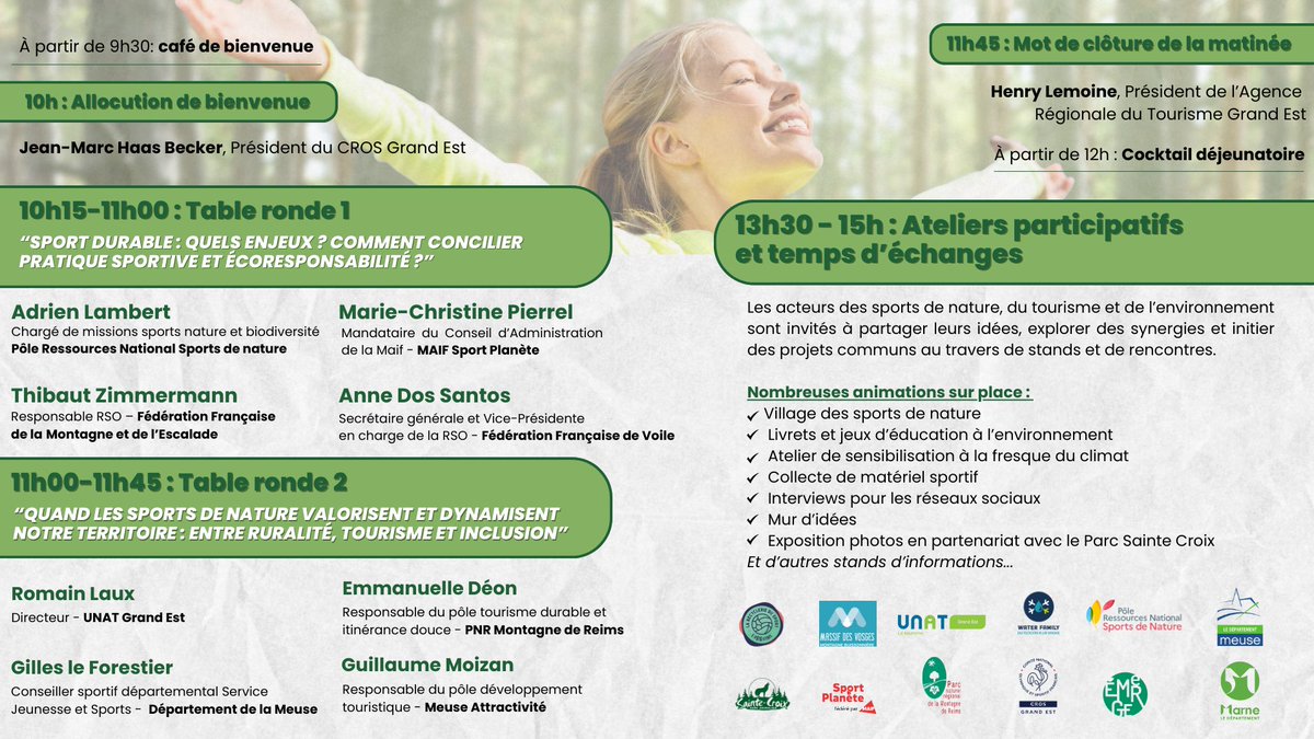 Nous sommes ravis de vous présenter le programme détaillé des Assises Sports de Nature 🚵‍♀️ qui se tiendront le 6 mars 2025 à la Maison Régionale des Sports à Tomblaine.
💻Pour vous inscrire : bit.ly/assisessportsn…
#SportsDeNature #GrandEst #Ecoresponsabilité #tourisme