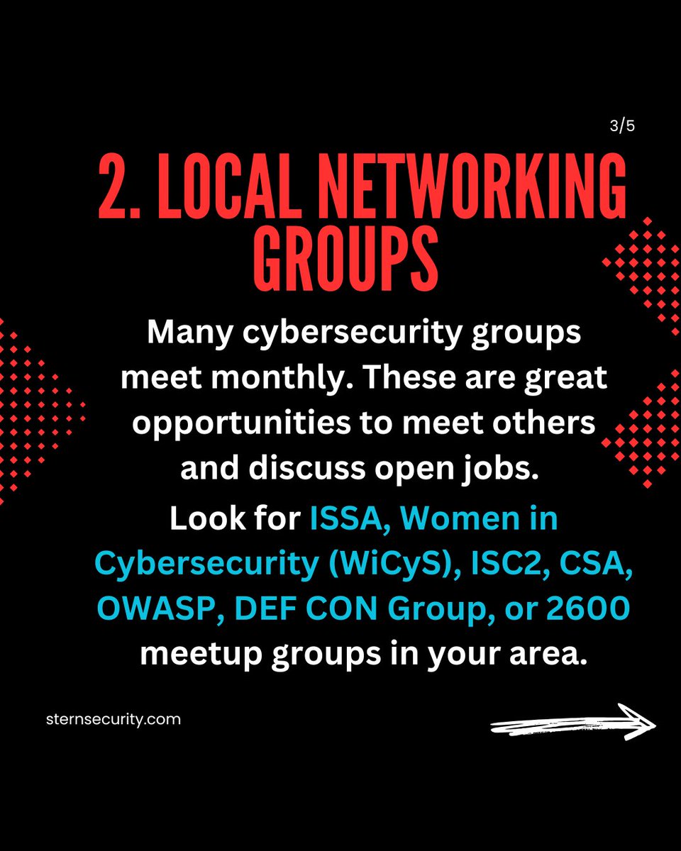 Stern_Security's tweet image. Want a cybersecurity job? Volunteer at conferences, network locally, and join online groups to connect with hiring managers. 

#SternSecurity #SecureThePlanet #SmallBusinessSecurity #CES2025 #Cybersecurity2025 #TechJobs