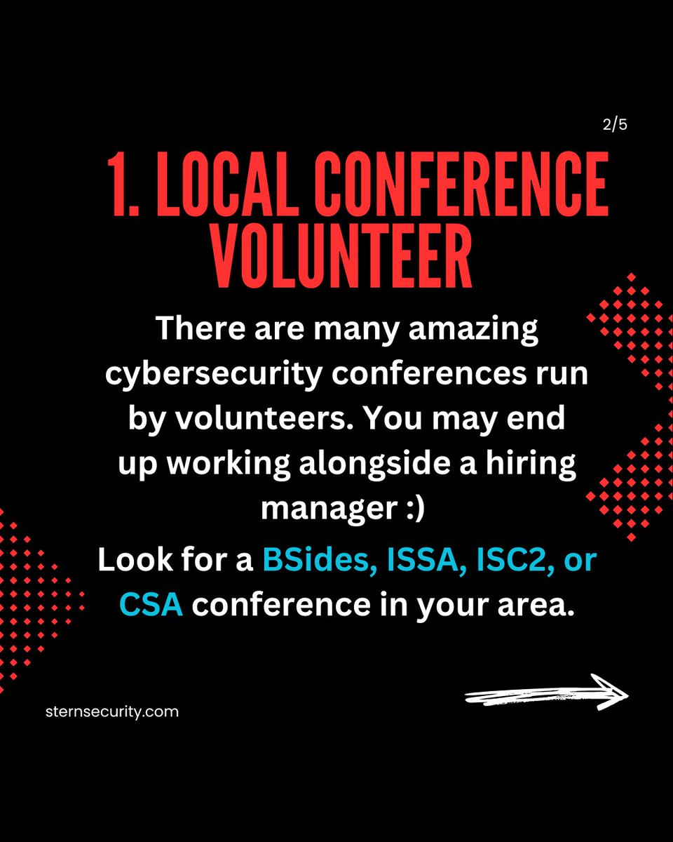 Stern_Security's tweet image. Want a cybersecurity job? Volunteer at conferences, network locally, and join online groups to connect with hiring managers. 

#SternSecurity #SecureThePlanet #SmallBusinessSecurity #CES2025 #Cybersecurity2025 #TechJobs