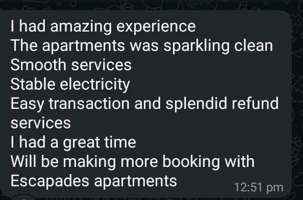 EscapadeApp_'s tweet photo. Reviews don’t lie!

Still hesitating to book on the Escapade app? Don’t just take our word for it, hear from real users!

✅ Top-notch service
✅ Exceptional customer support
✅ Seamless bookings

Give us a try today! Download the Escapade app & book now!

Download Escapade app here https://t.co/axR8yJ7g2n

#escapade #escapadeapp #shortlet #shortletinnigeria #shortletinlagos #shortletapp #host