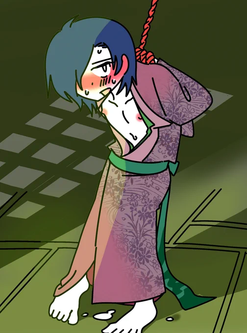縛られ着物男子 #イラスト 