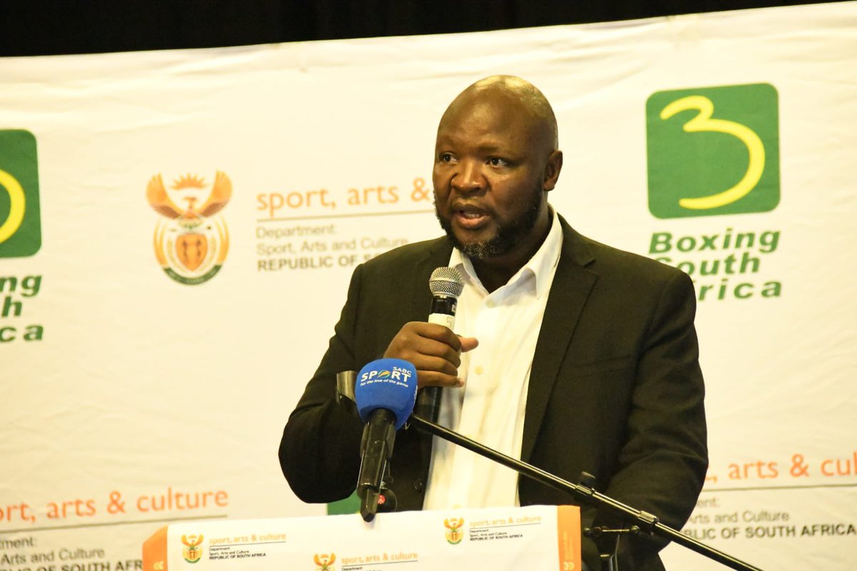 SportArtsCultur's tweet photo. National Professional Boxing Promoters Association Chairperson Ayanda Matiti sending out his message of support to the work the convention.
Livestream link:
https://t.co/5wtbBNjevc
#NationalBoxingConvention
#InspiringANationOfWinners
#SASPORTS
#BoxingSA https://t.co/IFbGtskHVA
