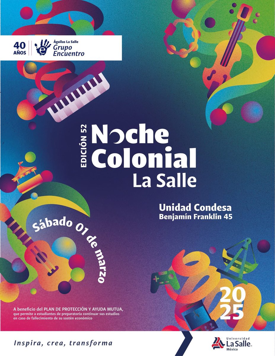 estudiantina's tweet photo. 🎶✨ Vive la magia de la #NocheColonial ✨🎶
Música, tradición y comunidad se unen en un evento con causa.

📅 Sábado 01 de marzo
📍 Unidad Condesa - Benjamín Franklin 45
🕚11:00 h

 ¡No faltes!

#NocheColonial #LaSalle #InspiraCreaTransforma https://t.co/EK8UbV6AN1