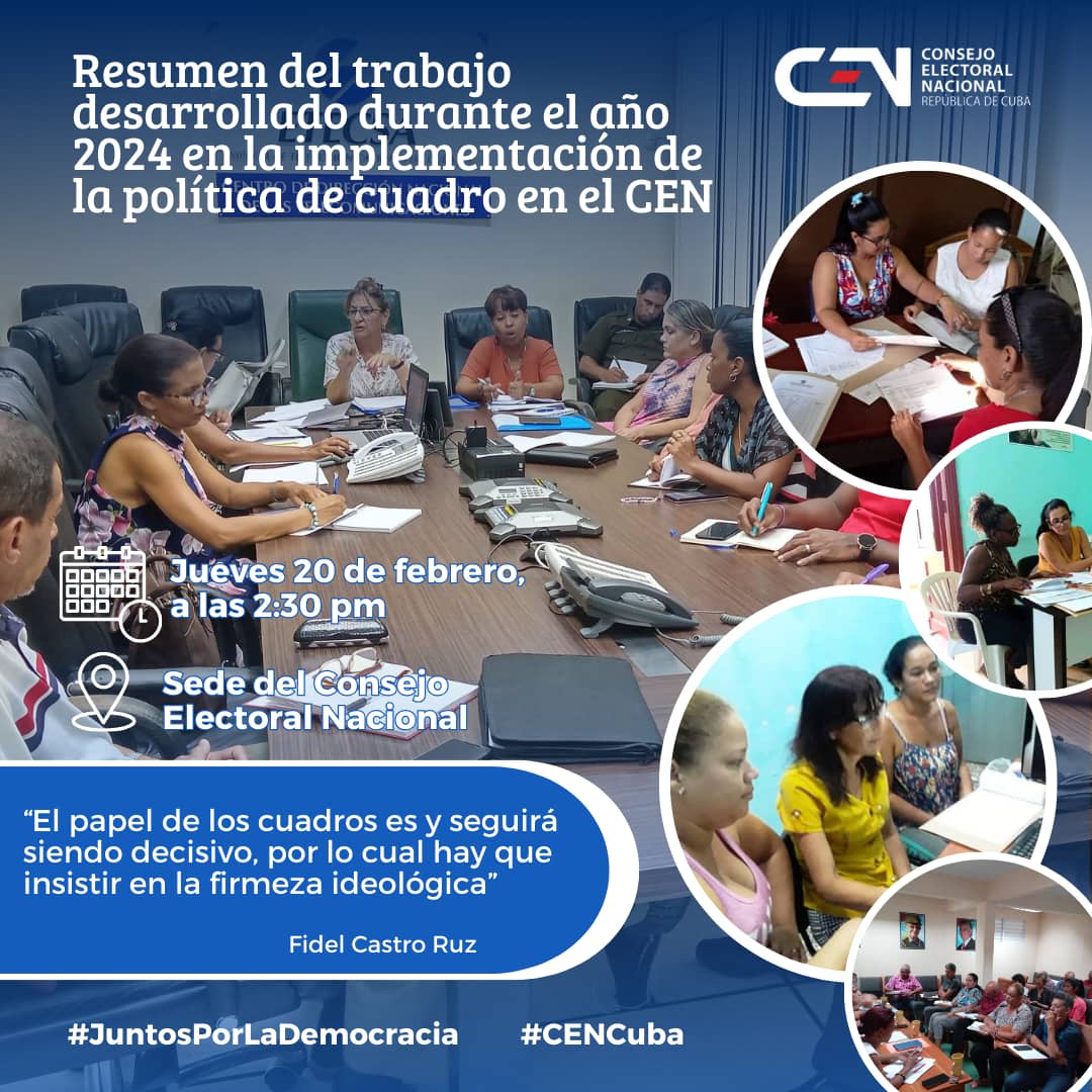 AlinaBalse87002's tweet photo. Hoy el Consejo Electoral nacional desarrollará su balance de cuadros.Espacio importante para valorar y perfeccionar nuestro trabajo para el 2025 #EleccionesEnCuba #JuntosPorLaDemocracia #CubaVencerá https://t.co/BYZySMZBig