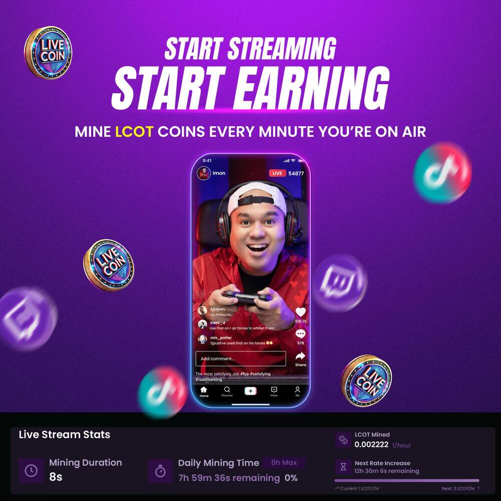 lcotlive's tweet photo. With LCOT, You Earn Crypto Just for Live Streaming!

We’re bringing real income to all streamers—whether you're a gamer, artist, or just chatting!

💡Learn more: https://t.co/PD9zNmkG6C

🔗 Apply for beta testing today: https://t.co/ouXLcDKngA

#LCOT #StreamToEarn #CryptoMining #BetaTesting