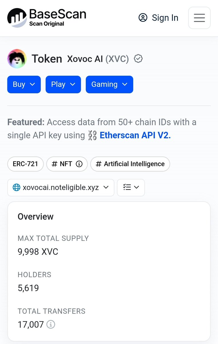 Thanks to the <a href="/base/">Base</a> team for verifying our collection on the scanner, this adds a layer of trust and allows users to explore the details safely.🤝
#Basescan #XovocAI #NFT