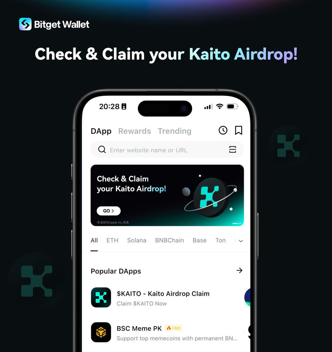 Yappers rejoice! Claim your $KAITO airdrop now! 🚀 Popular AI project  @KaitoAI has launched $KAITO 🎉 If you earned points from Yap, you can now  claim your allocation directly in Bitget Wallet: