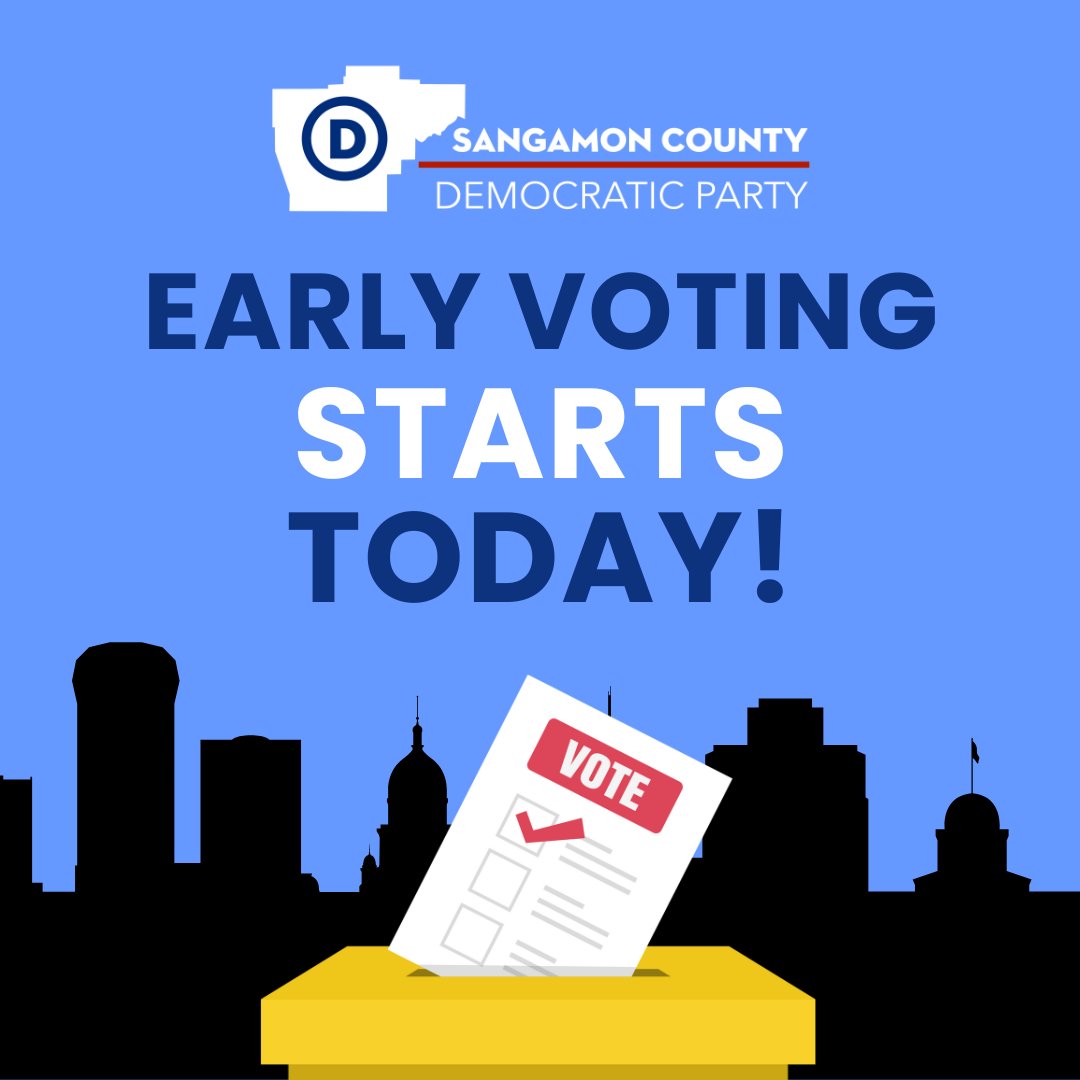 Can't wait to make your voice heard? You don't have to! Early Voting in Sangamon County starts today! Make your plan to vote today at sangamondemocrats.com/vote.html