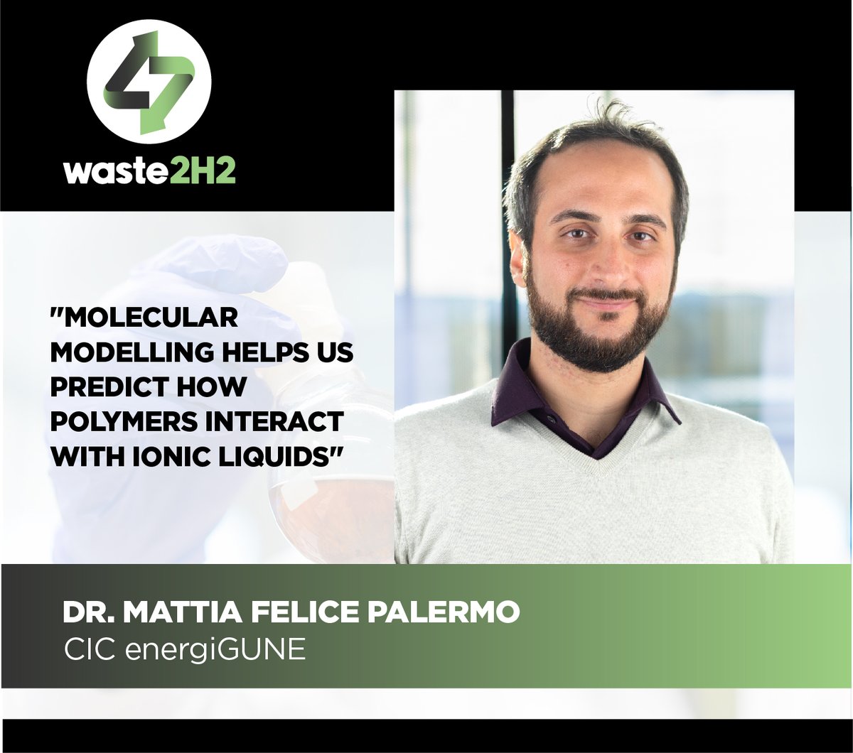 waste2h2 (@waste2h2) on Twitter photo 🚀 New #WASTE2H2 Interview!
We spoke with Mattia Felice Palermo from CIC <a href="/energigune_brta/">CIC energiGUNE</a> on how Molecular Dynamics simulations help screen #ionicLiquids to optimize polymer dissolution & catalytic efficiency.
🔍 Read more 👉waste2-h2.eu/en/news-events… 🚀 New #WASTE2H2 Interview!
We spoke with Mattia Felice Palermo from CIC <a href="/energigune_brta/">CIC energiGUNE</a> on how Molecular Dynamics simulations help screen #ionicLiquids to optimize polymer dissolution & catalytic efficiency.
🔍 Read more 👉waste2-h2.eu/en/news-events…