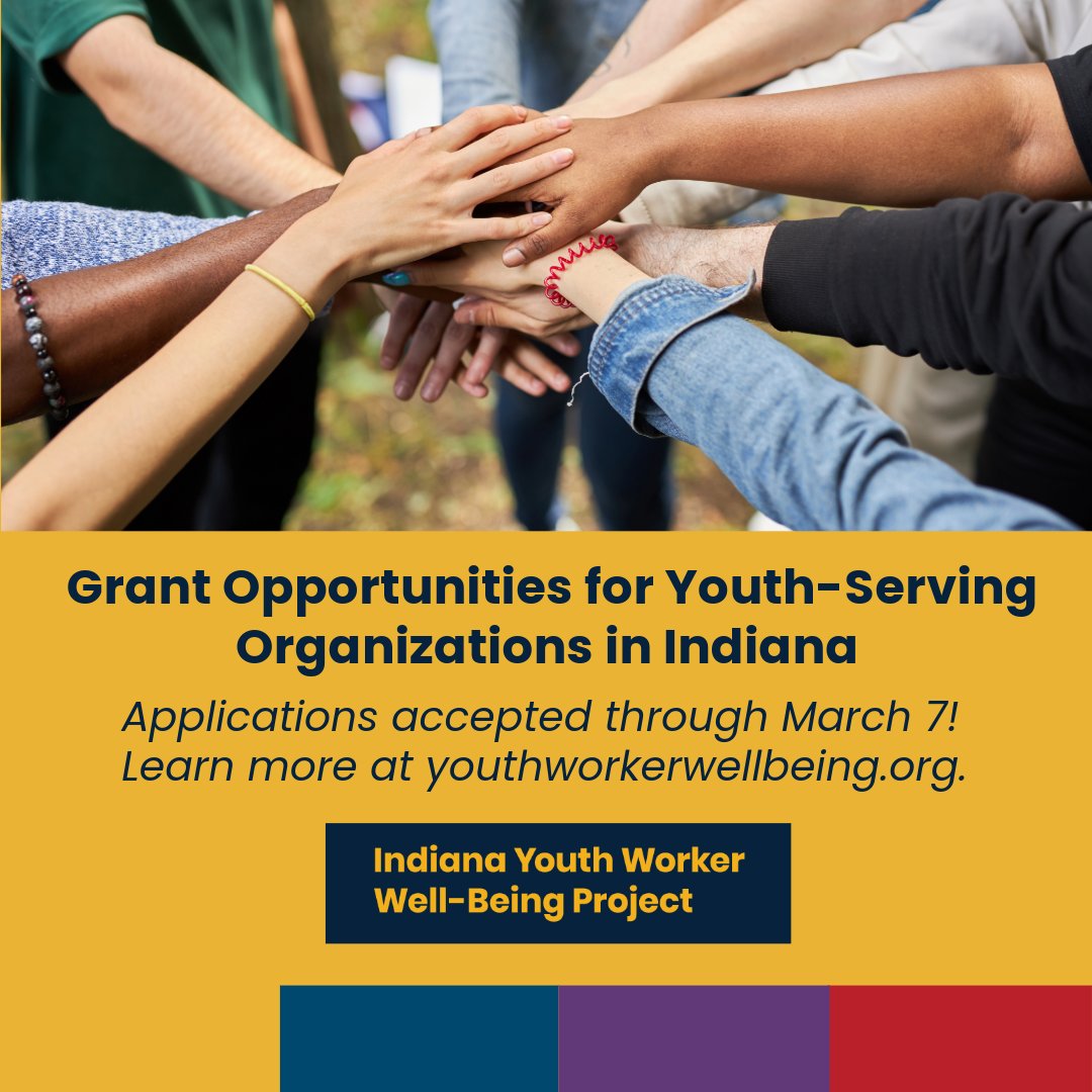 There are just a few more weeks to go! Applications for the Youth Worker Well-Being Project grant opportunities are being accepted through March 7 from eligible youth-serving organizations in Indiana. Learn more at youthworkerwellbeing.org/grant-opportun….