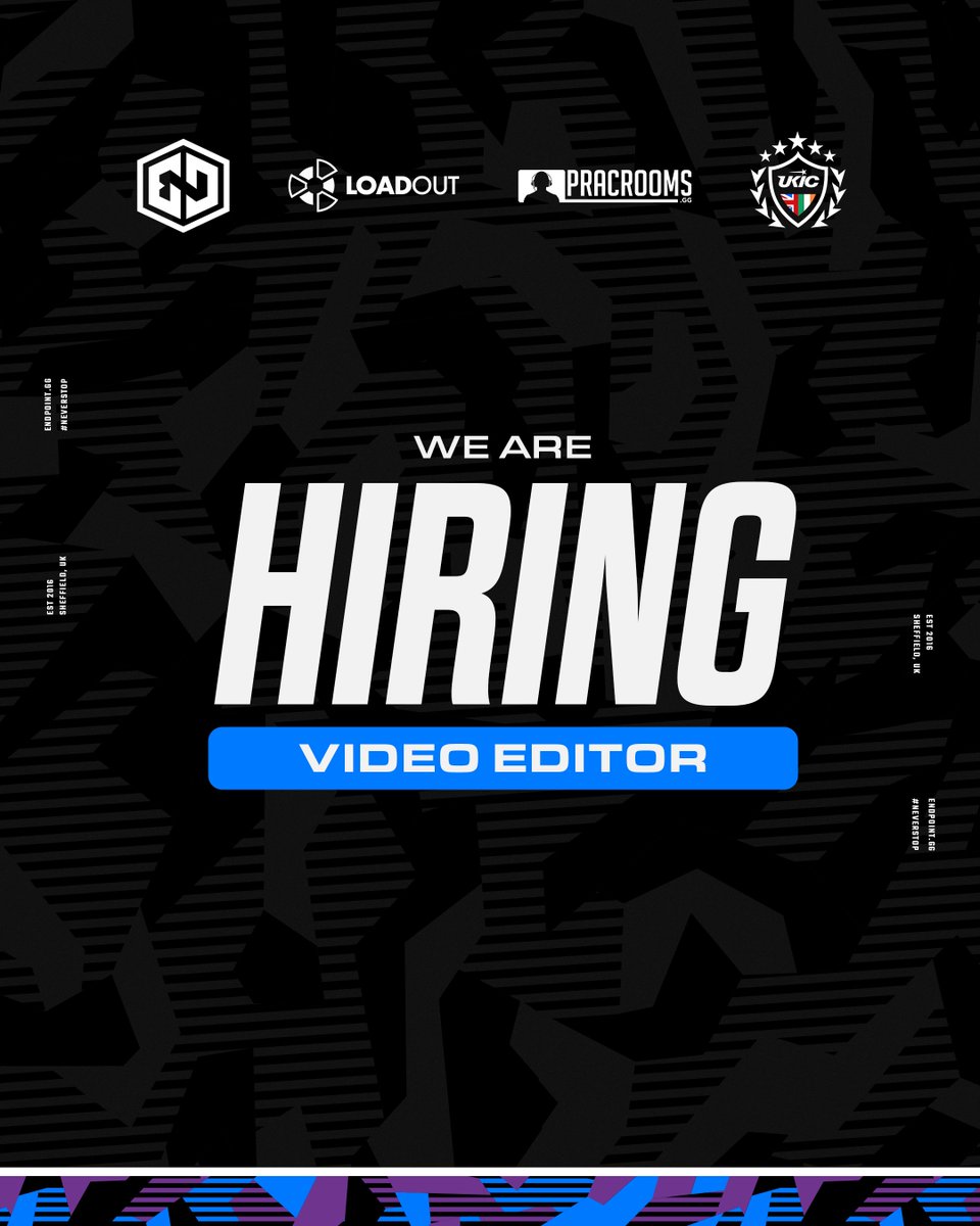 📍 Sheffield, UK
💼 Full-time

What you'll do:
🔹 Edit and produce high-quality (predominately) short-form video content for TikTok, Instagram, YouTube &amp; more.
🔹 Collaborate across Endpoint, Loadout Media, UKIC, Pracrooms, and with external clients.

What we're looking For:
✅