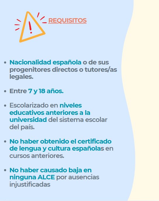 cogburdeos's tweet photo. ¿Conoces el programa ALCE?🇪🇸📚🏫

El Ministerio de Educación de España desarrolla en Francia y en otros países un programa gratuito dedicado a la enseñanza de nuestra lengua y cultura a hijos de españoles. 

📌¡Inscripciones abiertas hasta el 28 de marzo! https://t.co/dOfw41ldRi https://t.co/xc22RfeZGY