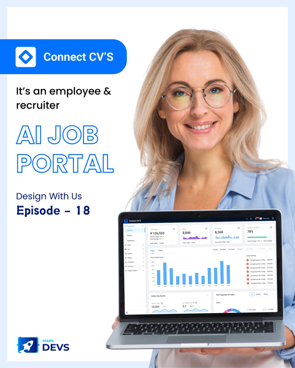 marsdevs's tweet image. Crafting the Future of AI Job Portals – Design Showcase | Episode 18
Discover the art of intuitive design with our latest creation! From seamless UI to data-driven dashboards, our design transforms the Connect CV’S experience.
#MarsDevs #UIDesign #AIJobPortal #DesignMatters