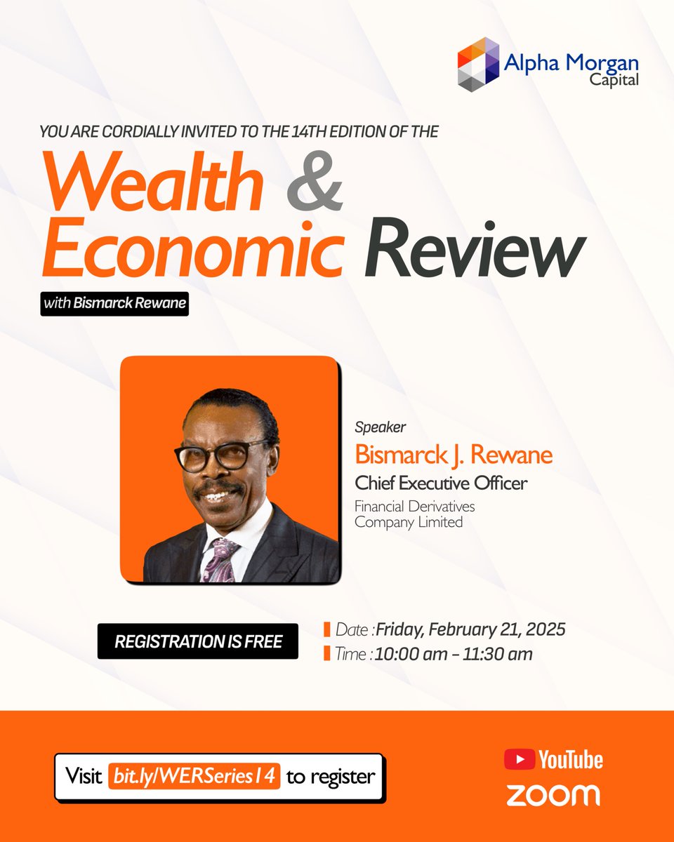 1 Day to Go—Are You Pumped! 

Get deeper insights into the Nigerian economy; join our Economist and industry expert, Bismarck Rewane, at the WER 14th Edition. 

Do not miss out on it!

Visit bit.ly/WERSeries14 to register.