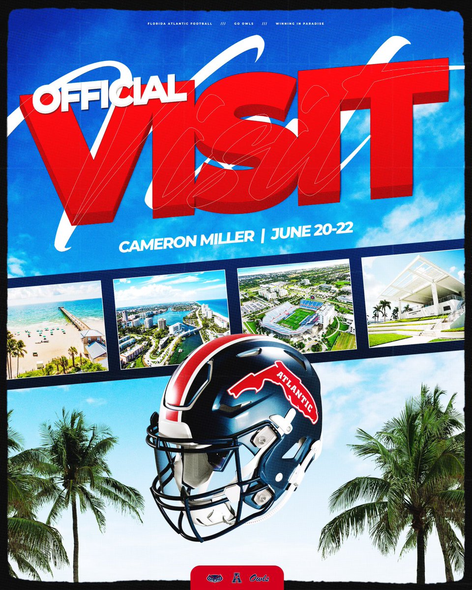 CameronMiller77's tweet photo. FAU Official Visit! June 20-22 @FAUFootball @FAU_Recruiting @TaylorBrownFAU https://t.co/izpNaQ3vNd
