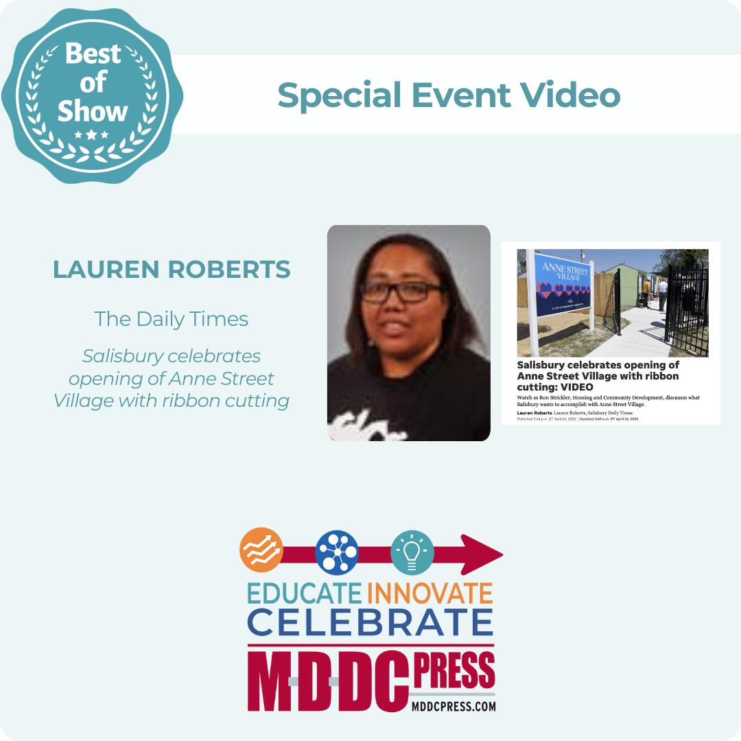 MDDCPress (@mddcpress) on Twitter photo Congratulations to Lauren Roberts of The Daily Times (<a href="/MyDelmarvaNow/">Delmarva Now</a>)!
Β
π See all winners at mddcpress.com/awards Congratulations to Lauren Roberts of The Daily Times (<a href="/MyDelmarvaNow/">Delmarva Now</a>)!
Β
π See all winners at mddcpress.com/awards