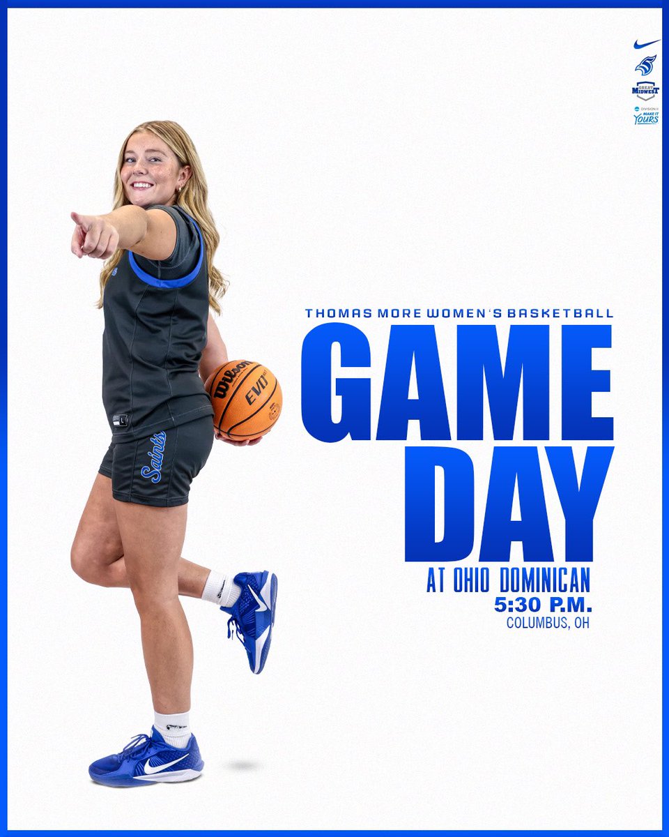Thomas More Saints (@tmusaints) on Twitter photo GAME DAY.
π: Women's Basketball @ Ohio Dominican
β°: 5:30 P.M.
π: Columbus, OH
ποΈ: Alumni Hall
πΊ: sl8.in/OrvoJLhN
π: sl8.in/A6Xns1ig
π»: sl8.in/pAeXklVe
<a href="/TMWBasketball/">Thomas More Women's Basketball</a>
#LetsGoSaints GAME DAY.
π: Women's Basketball @ Ohio Dominican
β°: 5:30 P.M.
π: Columbus, OH
ποΈ: Alumni Hall
πΊ: sl8.in/OrvoJLhN
π: sl8.in/A6Xns1ig
π»: sl8.in/pAeXklVe
<a href="/TMWBasketball/">Thomas More Women's Basketball</a>
#LetsGoSaints