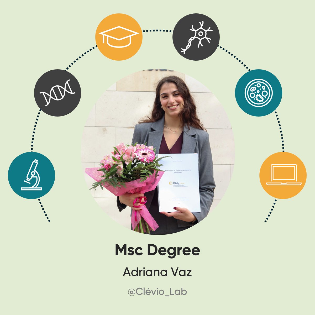 Clevio_Lab's tweet image. Congrats to Adriana Vaz for successfully defending her MSc thesis under the supervision of Clévio Nóbrega! 
Wishing you all the success in your future endeavors.
#MScDefense #Neuroscience #GeneTherapy #FutureScientist #ScientificResearch #LabLife #UAlg