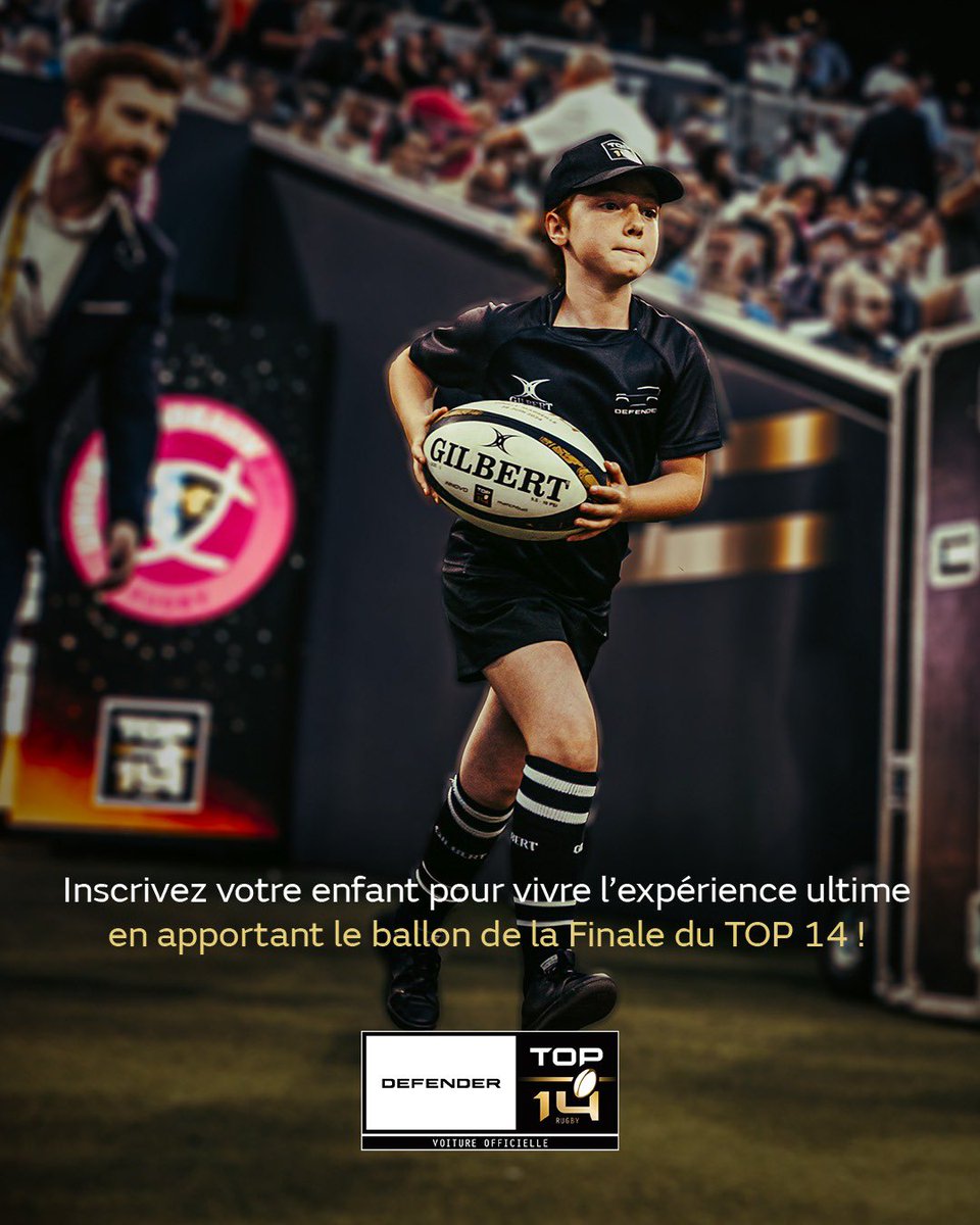 Entrez dans l’histoire du TOP 14 🏉 : oppl.ink/def-top14-25-8

<a href="/Defender/">Defender</a> offre à un enfant la chance unique d’amener le ballon aux joueurs sur le terrain de la #FinaleTOP14 !

📅 Les candidatures sont ouvertes jusqu’au 31 mars 2025.