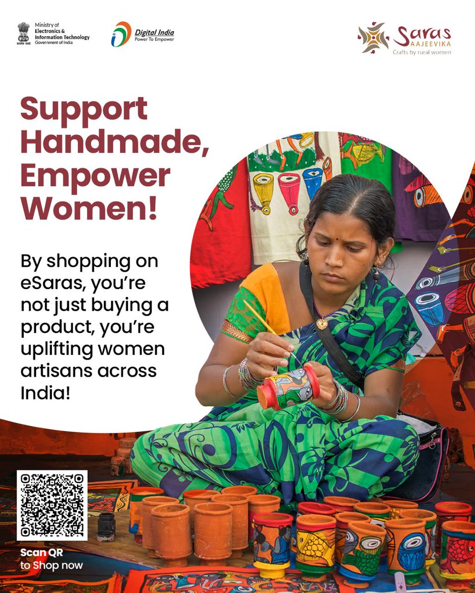 GoI_MeitY's tweet photo. Shop from #eSaras and support talented artisans. Every purchase uplifts a dream!

Explore now: https://t.co/cQtRH9ruxV

#HandmadeWithLove #WomenEmpowerment #VocalForLocal

@esarasaajeevika https://t.co/MDaY419ZR7
