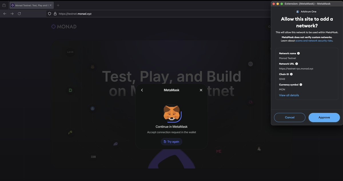 berrycrypt's tweet photo. Steps guide on Monad Testnet

Cost: $0
Raised: $244M
Airdrop: Confirmed 

Monad is a cutting-edge Layer 1 blockchain that leverages the Ethereum Virtual Machine (EVM)

You need to bookmark this to follow accordingly. Let’s get started

Two patterns here:
• Play
• Build

𝗔𝗱𝗱 𝗡𝗲𝘁𝘄𝗼𝗿𝗸

• Go to: https://t.co/hvTPrRQtOP
• Click on “Add Monad Testnet” Manually 
• Add Testnet to MetaMask automatically 
• Connect wallet to get started

𝗛𝗼𝘄 𝘁𝗼 𝗴𝗲𝘁 𝘁𝗲𝘀𝘁 𝘁𝗼𝗸𝗲𝗻𝘀? 𝗔𝗹𝘁𝗲𝗿𝗻𝗮𝘁𝗶𝘃𝗲𝗹𝘆:)

1) https://t.co/5SfgbeQA4F
2) https://t.co/eSuXI7fUJ5

3) Monad also distributed free tokens to all active EVM wallets

You can check your wallet here:
https://t.co/3BLrsDMD6o

4) Login monad with your discord to claim if qualified..

• Full Access Role = 5 MON
• If you have at least 0.01 ETH on Ethereum Mainnet = 2 MON
• Got none? You’ll get at least 0.05 MON

𝗠𝗮𝗸𝗲 𝗦𝗼𝗺𝗲 𝗦𝘄𝗮𝗽𝘀

• Scroll down on the dashboard 
• Trade on Moyaki, Molandak, Chog

𝗣𝗹𝗮𝘆 𝗙𝗮𝗻𝘁𝗮𝘀𝘆 𝗧𝗼𝗽

• Go to: https://t.co/dbORLWlsQA
• Register, claim fmon and play 
• Participate in tornament and win prizes 

On the dashboard, Try Featured Apps on Monad:\

𝗣𝗼𝘁𝗲𝗻𝘁𝗶𝗮𝗹 𝗶𝗻𝘁𝗲𝗿𝗮𝗰𝘁𝗶𝗼𝗻𝘀 𝘁𝗼 𝗮𝗱𝗱 𝗯𝗲𝗹𝗼𝘄

• Login to Register @ChogNFT premint
https://t.co/hiXghXDKd4

• Mint your domain name on @NadDomains
https://t.co/jzBBlZx3h0

• Mint @chogstarrr for a chance
https://t.co/OtNkLvEG7p

• Mint this on @monadverse
https://t.co/ASoLTOx5Lg

𝗧𝗿𝘆 𝗼𝘂𝘁 𝗠𝗼𝗻𝗮𝗱 𝗲𝗰𝗼𝘀𝘆𝘀𝘁𝗲𝗺:)
https://t.co/1C9f9vGzdx

Note: Take your time to reflect on this daily to build up interactions 

That’s all for now
Please Like & Repost 💜

Follow my WhatsApp channel 
https://t.co/T2hvtcgp8o

Join my TG channel for guidance
https://t.co/eGpeJtcrVS