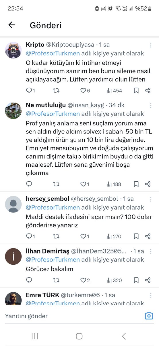 #solvex <a href="/ProfesorTurkmen/">Profesor</a>. İnsanları alıma yönlendirip, proje şöyle böyle diye övüp, sonra da 1 günde %90 eriyen bir coinle ilgili susarak ve üstünden  kurtulamazsın. Magduriyetlerde payın çok büyük. <a href="/istanbul_EGM/">İstanbul Emniyet Müdürlüğü</a> <a href="/TC_icisleri/">T.C. İçişleri Bakanlığı</a> <a href="/SiberayEGM/">Siberay</a> <a href="/HMBakanligi/">T.C. Hazine ve Maliye Bakanlığı</a> başka nasıl bir delil olsun??
