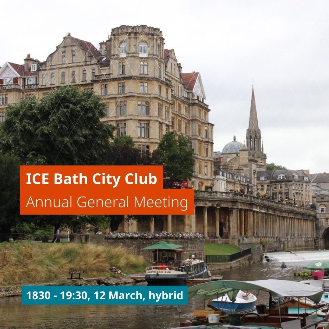 ICE South West (@icesouthwest) on Twitter photo Join the meeting to find out about ICE Bath City Club's objectives and plans for 2025.
Get involved by volunteering for new roles on the committee.
Attend in person <a href="/burohappold/">Buro Happold</a> in Bath or join online.
buff.ly/3QlNOcu Join the meeting to find out about ICE Bath City Club's objectives and plans for 2025.
Get involved by volunteering for new roles on the committee.
Attend in person <a href="/burohappold/">Buro Happold</a> in Bath or join online.
buff.ly/3QlNOcu