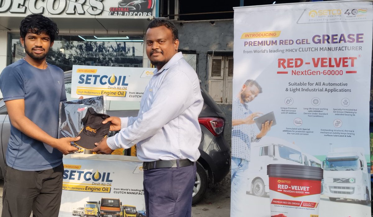 SetcoAutomotive's tweet photo. Powering up Gajuwaka, Visakhapatnam with Setcoil Lubricants!
The Corner Meet was all about building trust and showcasing the quality of Setcoil that keeps engines running smoothly.

#setcoautosystems #clutchleaders #customerfirst #setcoil #mechanics https://t.co/GawDPBJ1QX
