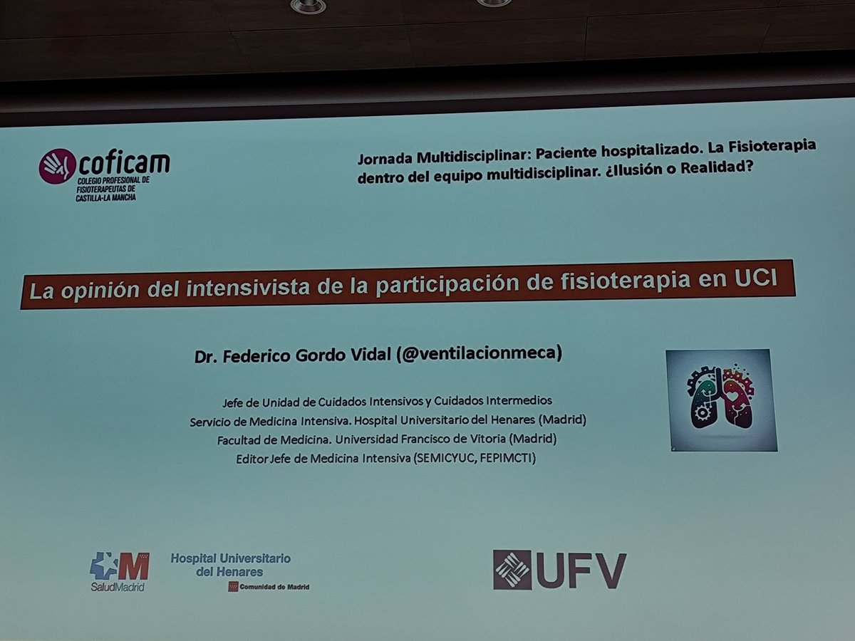 Ojo que se viene la ponencia de <a href="/ventilacionmeca/">Fede Gordo-Vidal</a> Es un lujo tenerle en estas jornadas #JMPHTalavera