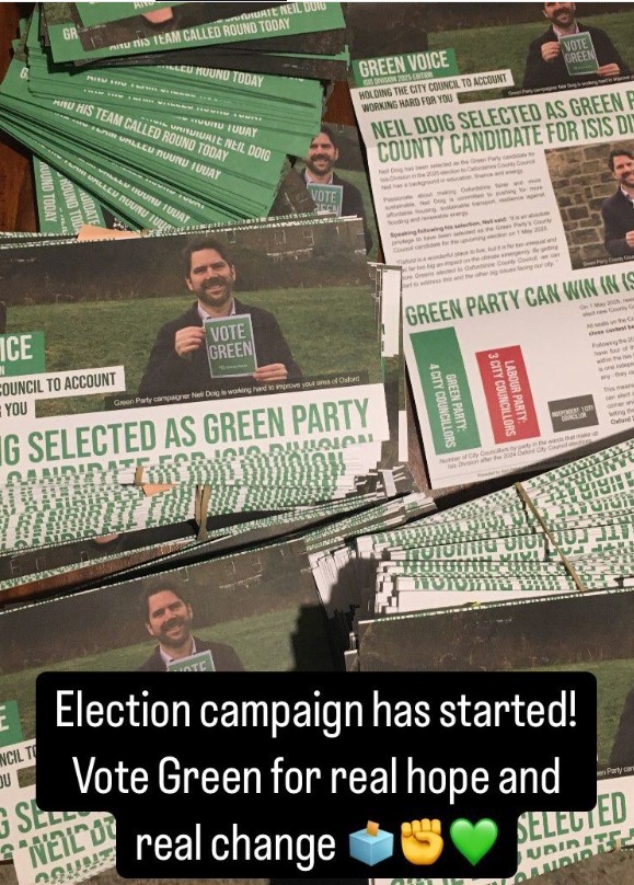 Neil Doig (@neildoig) on Twitter photo Real hope. Real change. ๐ฑ I'm standing as your Green Party candidate for Isis division in #Oxfordshire2025 to fight for:
๐ก Affordable housing
๐ดโโ๏ธ Better transport
๐ A cleaner, greener future
Let's build a fairer Oxford. Vote Green in 2025! ๐ณ๏ธ
#VoteGreen2025 #Democracy #Oxford Real hope. Real change. ๐ฑ I'm standing as your Green Party candidate for Isis division in #Oxfordshire2025 to fight for:
๐ก Affordable housing
๐ดโโ๏ธ Better transport
๐ A cleaner, greener future
Let's build a fairer Oxford. Vote Green in 2025! ๐ณ๏ธ
#VoteGreen2025 #Democracy #Oxford