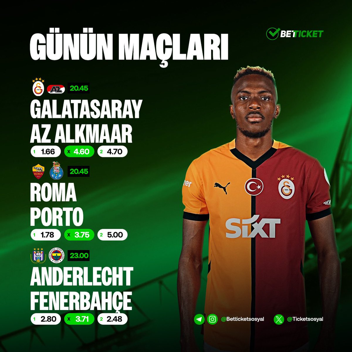 ⚡️Günün Maçlarında BETTICKET'In arttırılmış oranlarını gördünüz mü ? Bugün tam size göre 🤩

🔗 BETTICKET’ın kazandıran dünyası seni bekliyor: ws.tc/betticketgiris