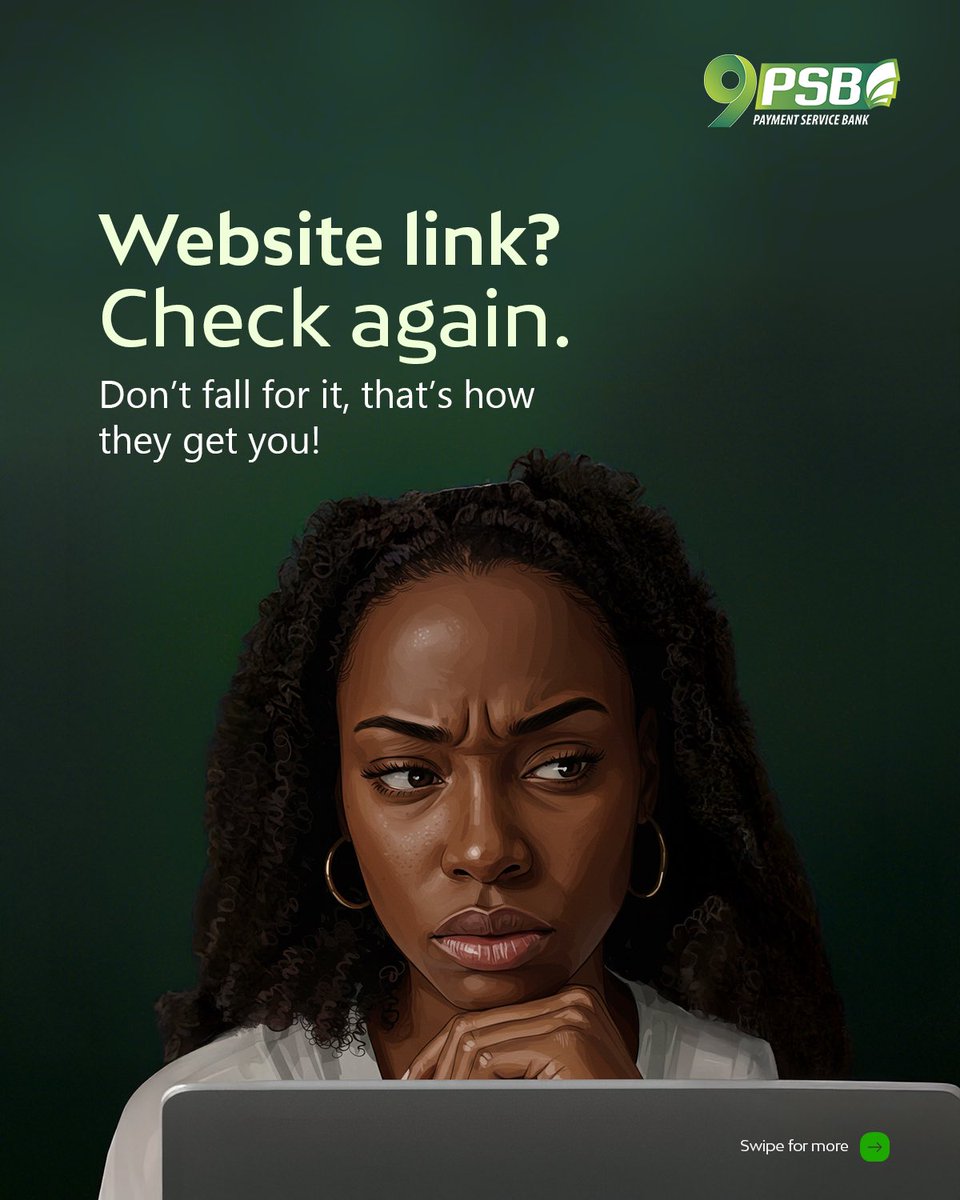 9PSB_ng's tweet photo. Stay vigilant and protect your information. Always double-check before you act!

Your security is our priority.

#9PSB 
#Bankforall 
#FinacialInclusion #OnaMissiontoBank9ja https://t.co/X2TkcfygFs