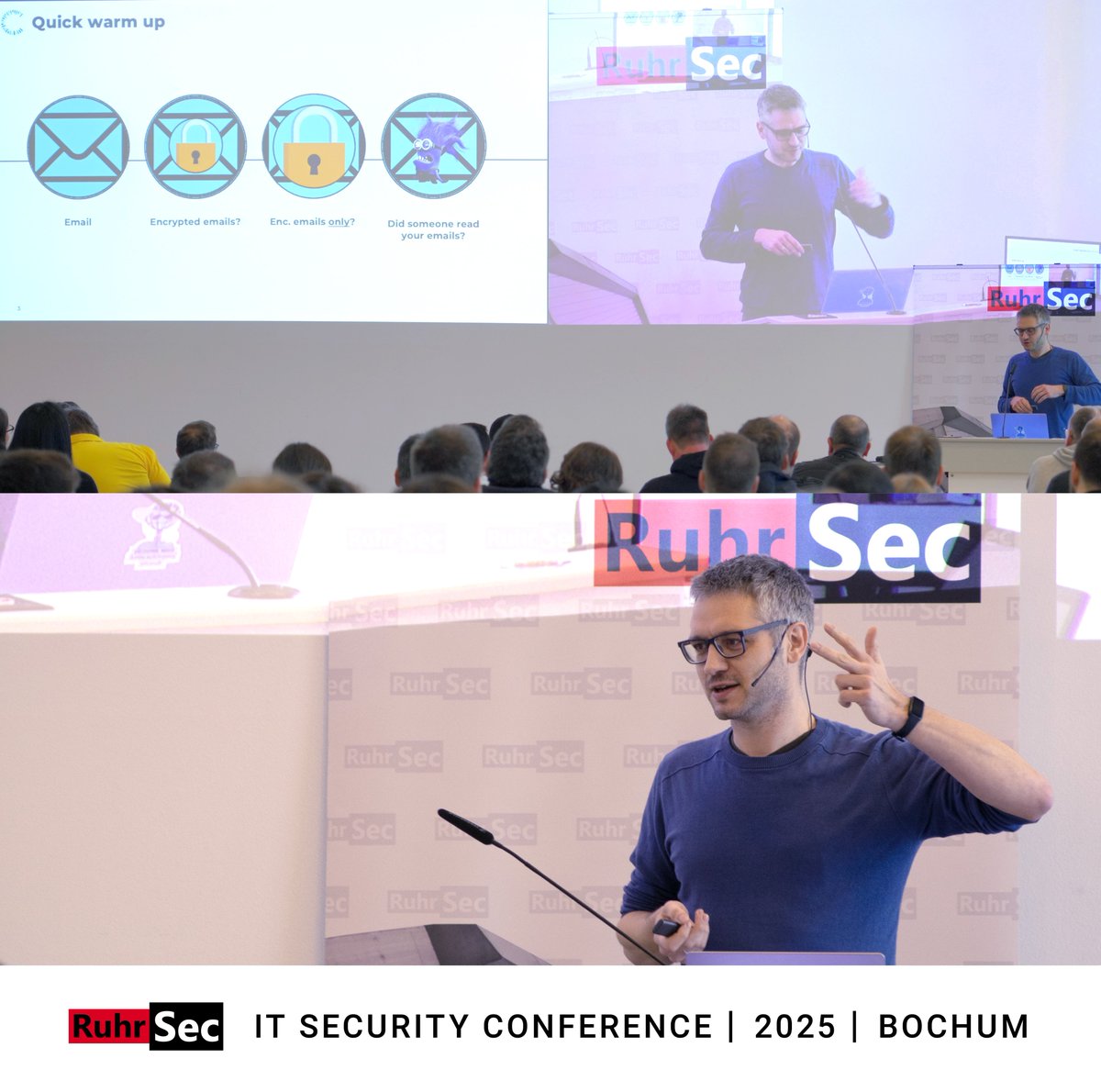 ruhrsec's tweet image. The wait is over—RuhrSec 2025 has begun with an inspiring keynote session!
&quot;Complexity Kills - Why Adding Layers of Security Doesn’t Solve Much&quot; by @kcotsneb

🌐 #RuhrSec Website
ruhrsec.de/2025/

📖 RuhrSec Program
ruhrsec.de/2025/index.htm…

#itsecurity #itsicherheit