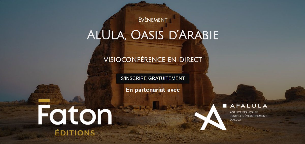 Agence française pour le développement d'AlUla (@af_alula) on Twitter photo 📚 AlUla, Oasis of Arabia 🌴 | Sign up now for the webinar hosted by the authors of the book "AlUla, Oasis of Arabia", which will take place on Tuesday, March 11 at 10 AM. The session will feature a presentation of this photographic book, published last November by <a href="/EditionsFaton/">Éditions Faton</a> 📚 AlUla, Oasis of Arabia 🌴 | Sign up now for the webinar hosted by the authors of the book "AlUla, Oasis of Arabia", which will take place on Tuesday, March 11 at 10 AM. The session will feature a presentation of this photographic book, published last November by <a href="/EditionsFaton/">Éditions Faton</a>