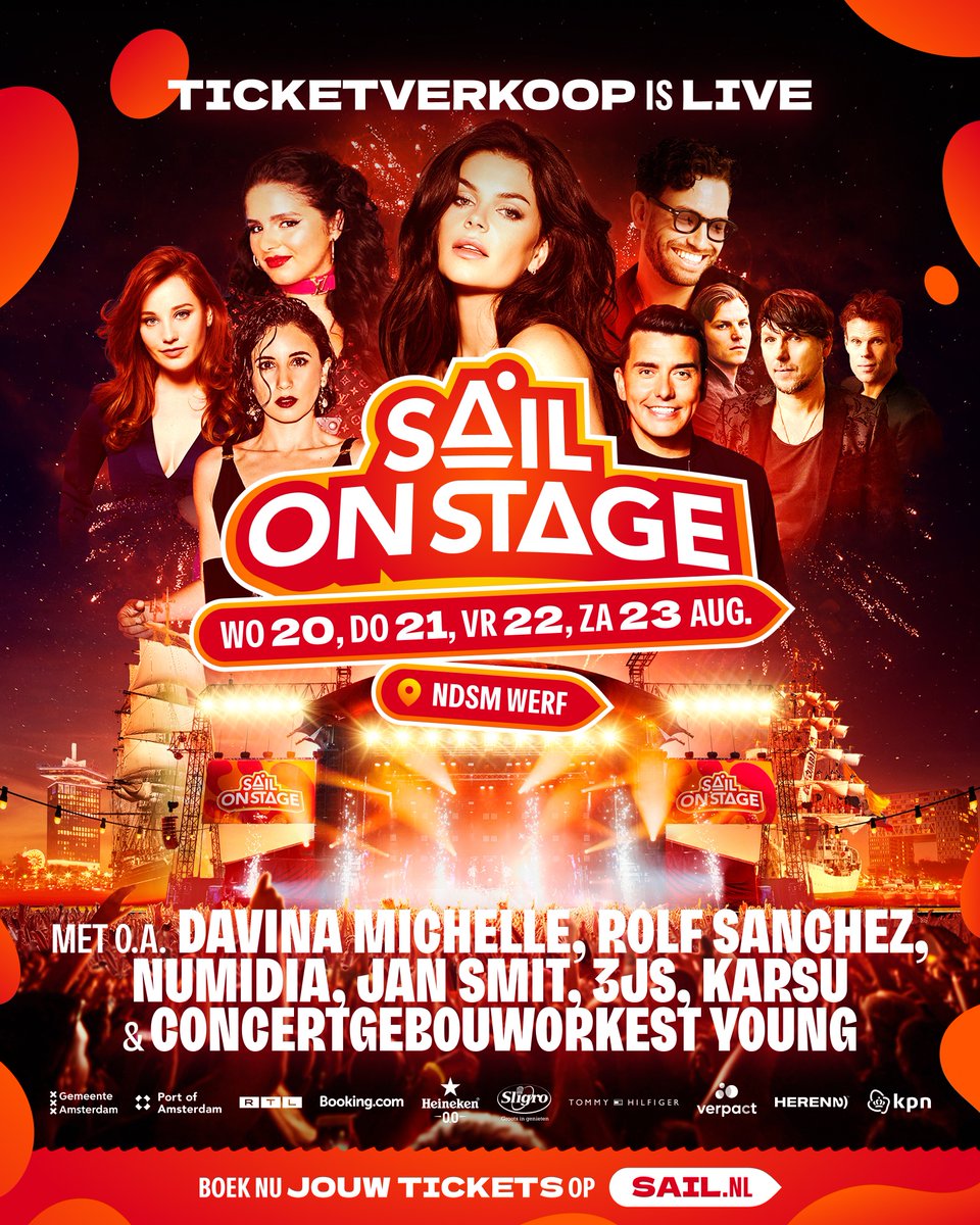 🎟️ Time to get your Tickets! De eerste fans hebben hun slag al geslagen tijdens de voorverkoop… nu is het jouw beurt! 🤩 De officiële ticketverkoop is gestart: 4 avonden, 4 unieke shows midden in het decor van #SAIL2025. Bestel nu je tickets: sail.nl/sail-on-stage  #MakeAWave