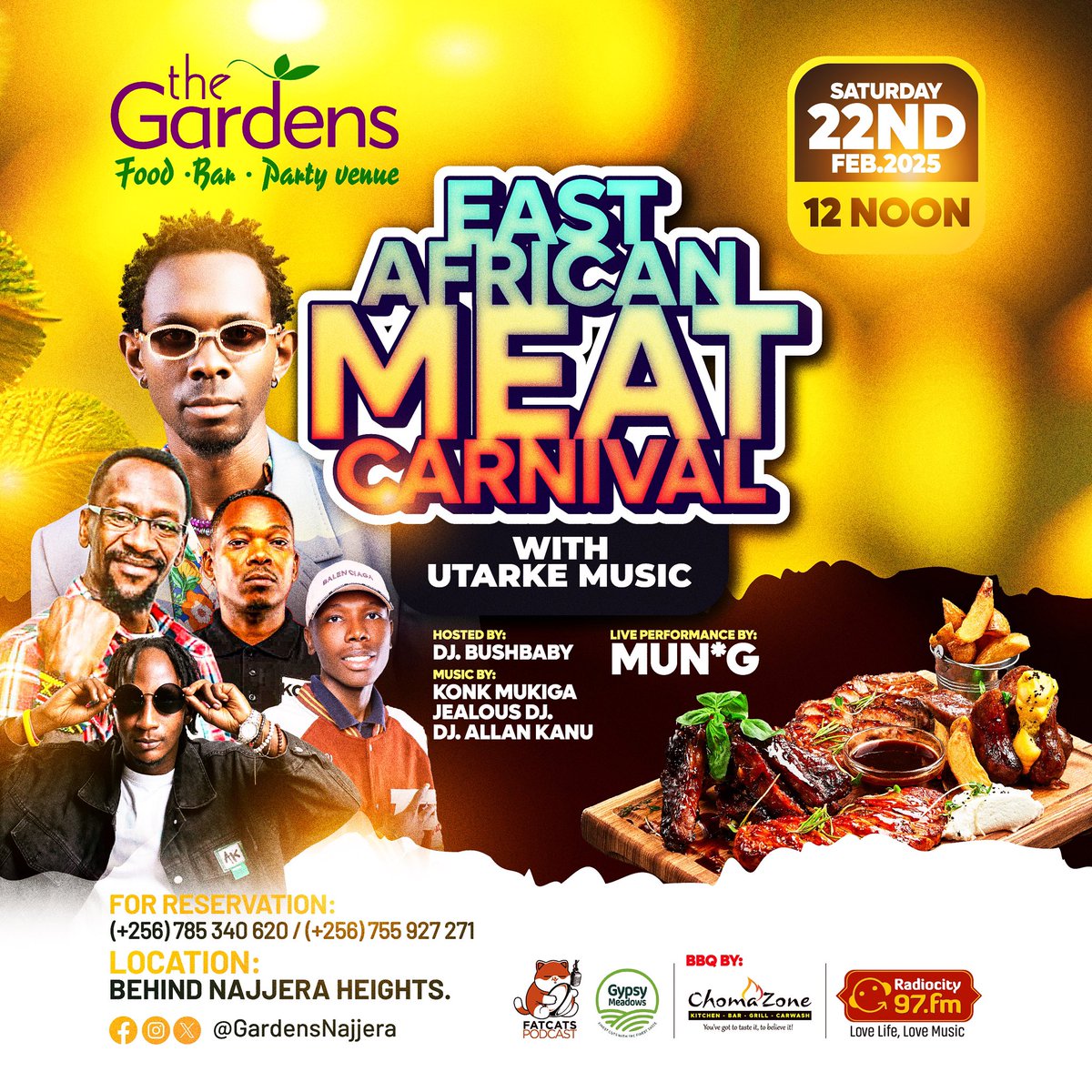 konkmukiga's tweet photo. Pull up for #EastAfricanMeatCarnival
this Saturday at
@GardensNajjera 📍
12 PM 🥩🧆🍻
Lots of meats and #UTARKE vibes from
@djbushbaby
@konkmukiga
@DjAllanKanu1 @JealousDeejay
plus an electrifying performance by
@MunGmato https://t.co/A19OyvPMo7