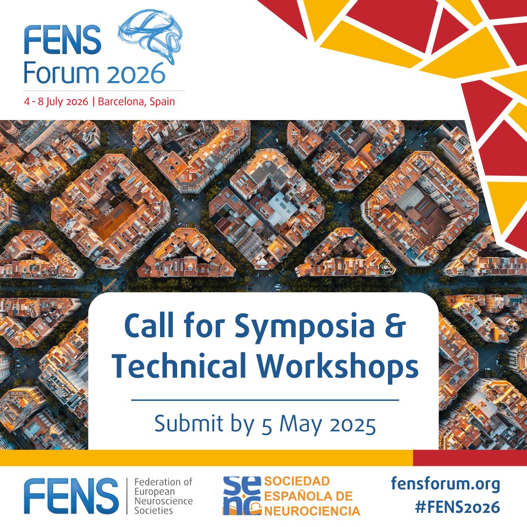 FENS (@fensorg) on Twitter photo Exciting news!
The call for symposia and technical workshops for #FENS2026 is now open.
🗓️ Open from 20 February 2025 to 5 May 2025.
Submit Now: loom.ly/riIGtu0
#NeuroscienceConference #CallForProposals Exciting news!
The call for symposia and technical workshops for #FENS2026 is now open.
🗓️ Open from 20 February 2025 to 5 May 2025.
Submit Now: loom.ly/riIGtu0
#NeuroscienceConference #CallForProposals