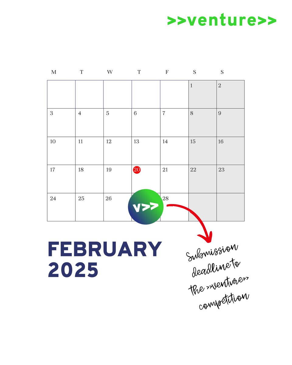 🚨 ONE WEEK TO GO! 🚨

If you haven't submitted yet (and even if you have), now's the time to put the finishing touches on your work and send it in. Don't miss your chance to take your startup to the next level!

📅 Deadline: Feb 27
📩 Submit here: venture.ch/participate