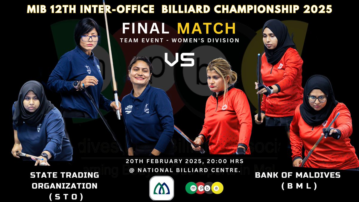 maldivespool's tweet photo. MIB 12th Inter-Office Billiard Championship 2025.

FINAL MATCH. 

@mibmv https://t.co/artVYT17Tz
