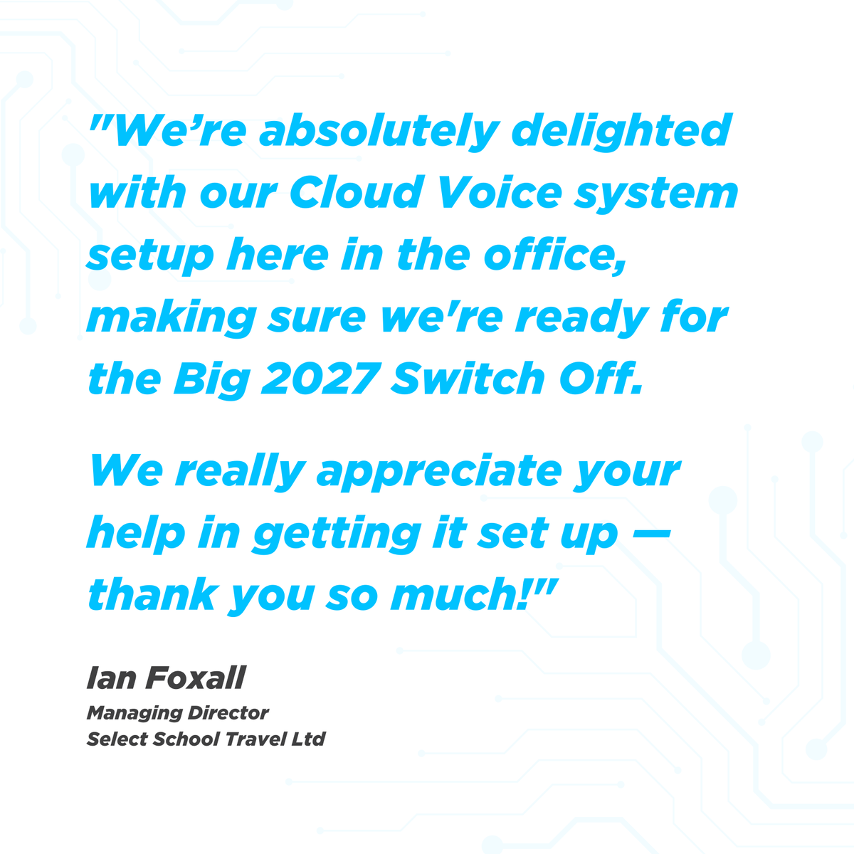 Thank you Ian (Managing Director, @SSTTours_Ski) for this #CustomerTestimonial! 🎉

✅ 24/7 in-house IT support
✅ Operating in Sussex, Surrey, Kent and London areas

Get in touch!

#ITSupport #MSP #ManagedITServices #CustomerSupport @Business_Sussex