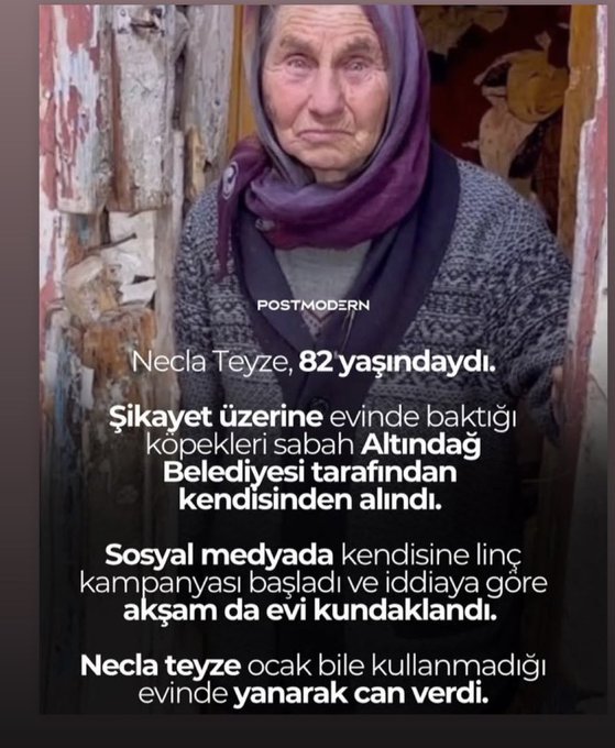 Necla Teyze  ocak bile kullanmadığı evinde yanarak #öldü
Vicdanlar yandı.. İnsanlık bir defa daha Öldü..