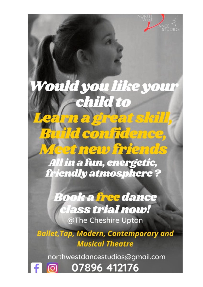 CheshireThe's tweet image. North West Dance Studios have a variety of Dance classes for children aged 2+ and upwards.
If you would like to book a free trial for your child then please visit their website northwestdancestudios.co.uk
#danceclassesforkids #danceclassesforchildren