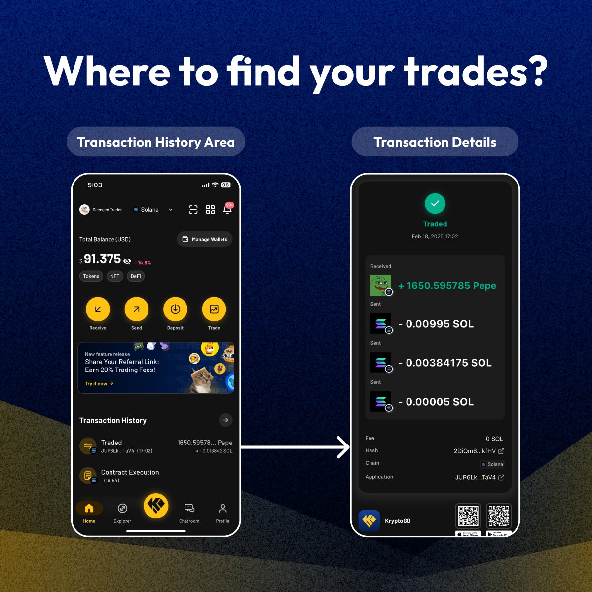 kryptogo_'s tweet photo. 🚀 Frens, we heard you!
Some of you have been sliding into our DMs asking where to find your trade details—so here’s the alpha. 👀
📌 In KryptoGO you track every move like a true degen. No more guessing, just clear insights.
#KryptoGO #TradeFast #OnchainData #DegenSeason https://t.co/59yndbM5uh