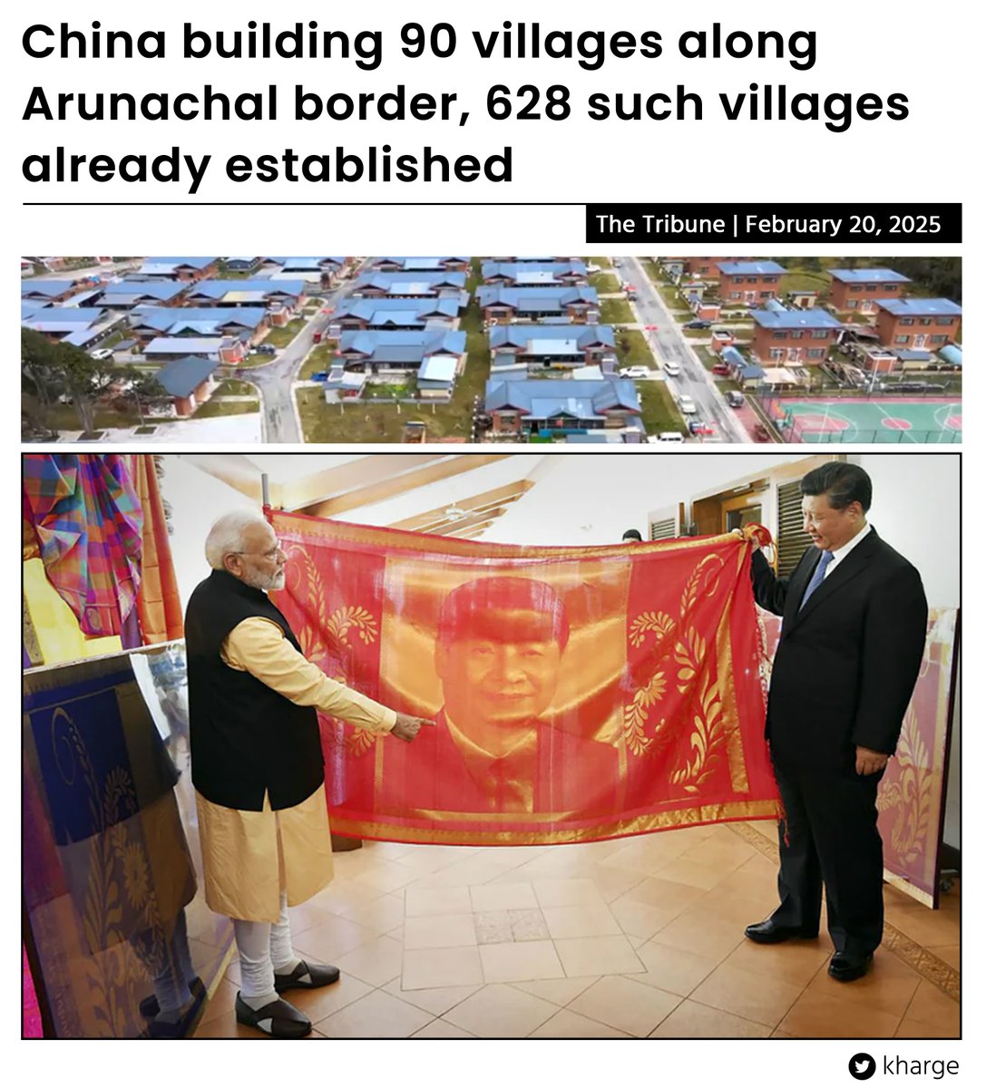.<a href="/narendramodi/">Narendra Modi</a> जी, आप चीन को 'लाल आंख' के बजाय 'लाल सलाम' की नीति अपना रहें हैं ! 

भारत की राष्ट्रीय सुरक्षा, भौगोलिक सम्प्रभुता एवं अखंडता सर्वोपरि है, मोदी सरकार इसे ख़तरे में डाल रही है।  

हमारा आरोप बड़ी ज़िम्मेदारी के साथ है और तथ्यों के आधार पर है।  

1⃣चीन ने अरुणाचल के