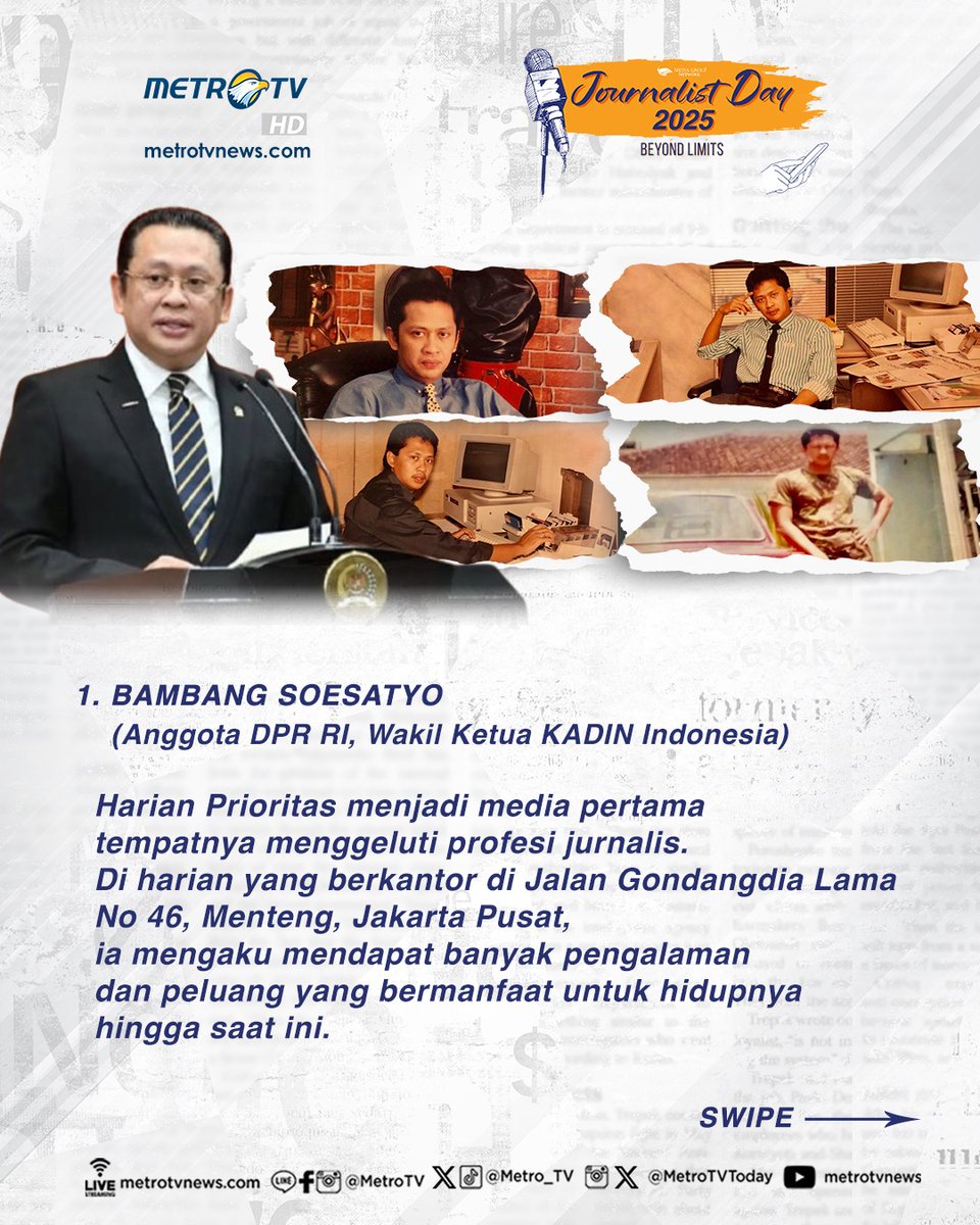Metro_TV's tweet photo. Kalian tahu gak, beberapa tokoh ini ternyata pernah berkarier di Media Group dan kini sudah berkiprah di berbagai bidang lain.
#mediagroupnetwork #JournalistDayMetroTV #JournalistDay2025 #bambangsoesatyo #meutyahafid #fifialeydayahya https://t.co/oYcfzXIbAk