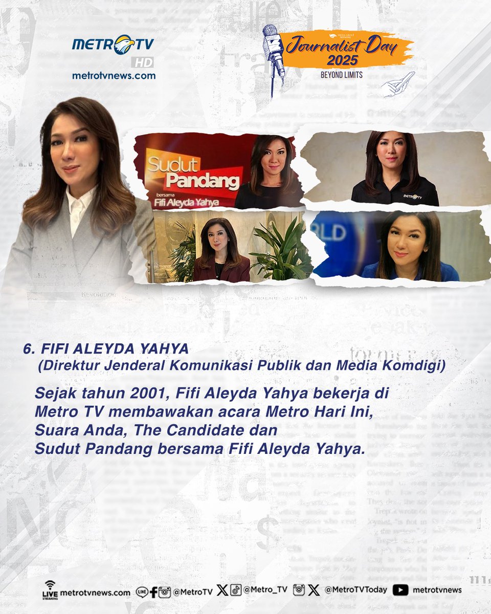 Metro_TV's tweet photo. Kami bangga bisa melihat perjalanan mereka yang menginspirasi, nggak cuma untuk industri media, tapi juga untuk pemerintahan. 🙌 Penasaran siapa aja? Yuk, intip! 👀
#mediagroupnetwork #JournalistDayMetroTV #JournalistDay2025 #bambangsoesatyo #meutyahafid #fifialeydayahya https://t.co/RWjczlB7tH